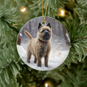 Cairn Terrier Laat het sneeuwen Kerstmis Keramisch Ornament