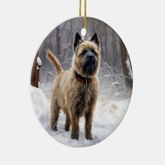 Cairn Terrier Laat het sneeuwen Kerstmis Keramisch Ornament (Rechts)