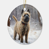 Cairn Terrier Laat het sneeuwen Kerstmis Keramisch Ornament (Links)