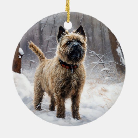 Cairn Terrier Laat het sneeuwen Kerstmis Keramisch Ornament (Achterkant)