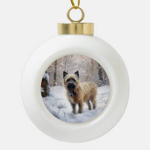Cairn Terrier Laat het sneeuwen Kerstmis Keramische Bal Ornament