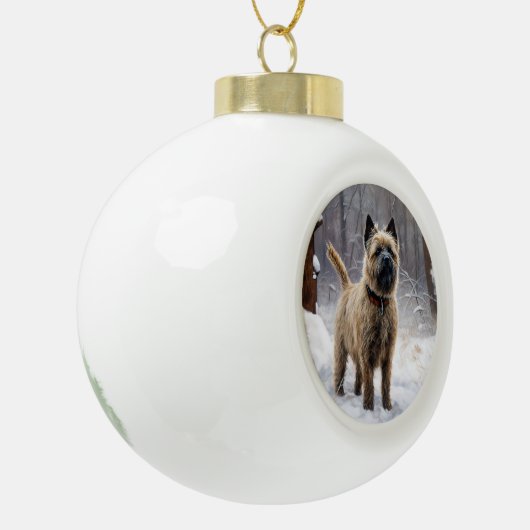 Cairn Terrier Laat het sneeuwen Kerstmis Keramische Bal Ornament (Links)