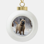 Cairn Terrier Laat het sneeuwen Kerstmis Keramische Bal Ornament (Voorkant)