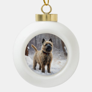 Cairn Terrier Laat het sneeuwen Kerstmis Keramische Bal Ornament