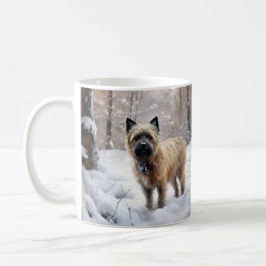 Cairn Terrier Laat het sneeuwen Kerstmis Koffiemok (Links)