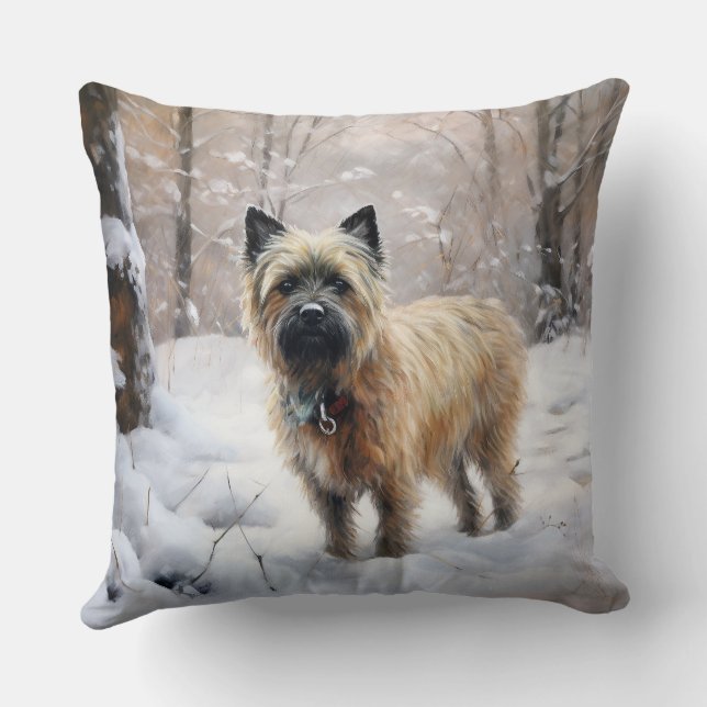 Cairn Terrier Laat het sneeuwen Kerstmis Kussen (Achterkant)