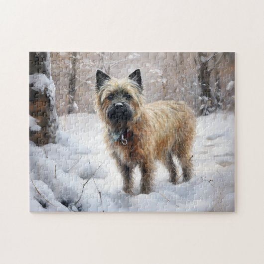 Cairn Terrier Laat het sneeuwen Kerstmis Legpuzzel (Horizontaal)