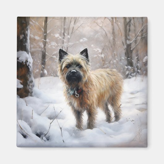 Cairn Terrier Laat het sneeuwen Kerstmis Magneet (Voorkant)