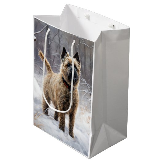 Cairn Terrier Laat het sneeuwen Kerstmis Medium Cadeauzakje (Voorkant Gekanteld)