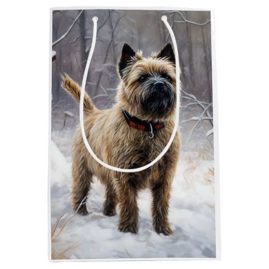 Cairn Terrier Laat het Sneeuwen Kerstmis Medium Cadeauzakje (Voorkant)