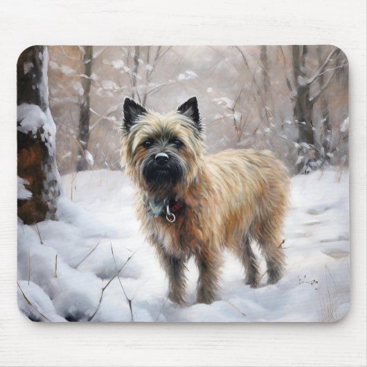 Cairn Terrier Laat het sneeuwen Kerstmis Muismat (Voorkant)