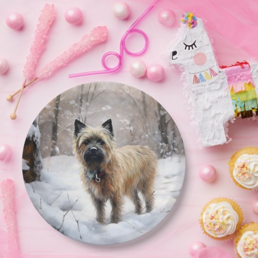 Cairn Terrier Laat het sneeuwen Kerstmis Papieren Bordje