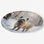 Cairn Terrier Laat het sneeuwen Kerstmis Papieren Bordje (Gekanteld)
