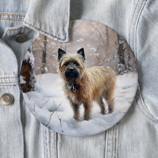 Cairn Terrier Laat het sneeuwen Kerstmis Ronde Button 6,0 Cm (In situ)