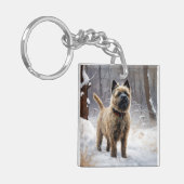 Cairn Terrier Laat het sneeuwen Kerstmis Sleutelhanger (Voorkant Links)