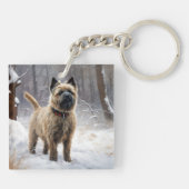 Cairn Terrier Laat het sneeuwen Kerstmis Sleutelhanger (Achterkant)