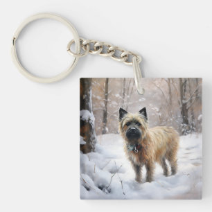 Cairn Terrier Laat het sneeuwen Kerstmis Sleutelhanger
