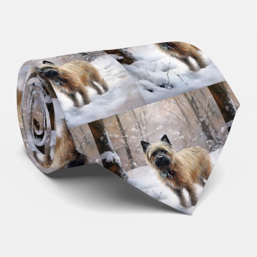 Cairn Terrier Laat het sneeuwen Kerstmis Stropdas (Opgerold)
