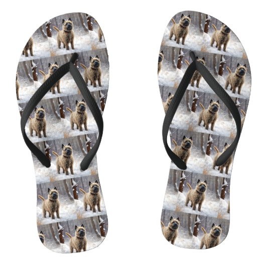 Cairn Terrier Laat het Sneeuwen Kerstmis Teenslippers (Voetbed)