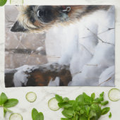 Cairn Terrier Laat het sneeuwen Kerstmis Theedoek (Gevouwen)