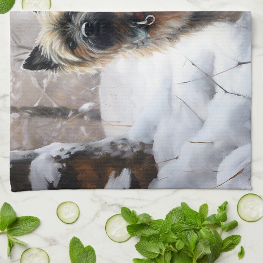 Cairn Terrier Laat het sneeuwen Kerstmis Theedoek (Gevouwen)