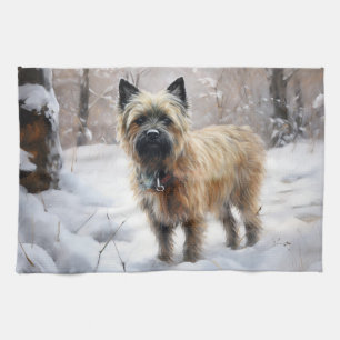 Cairn Terrier Laat het sneeuwen Kerstmis Theedoek