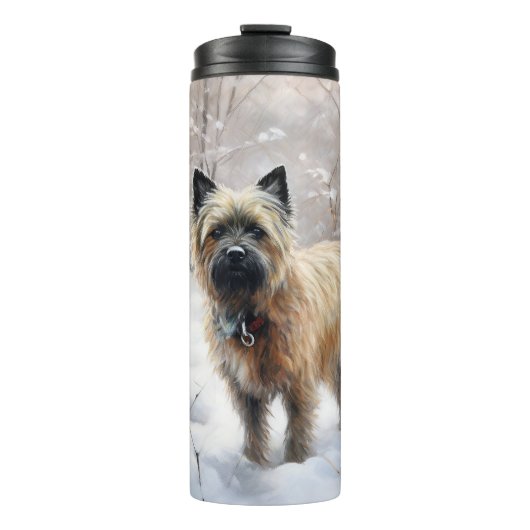 Cairn Terrier Laat het Sneeuwen Kerstmis Thermosbeker (Voorkant)