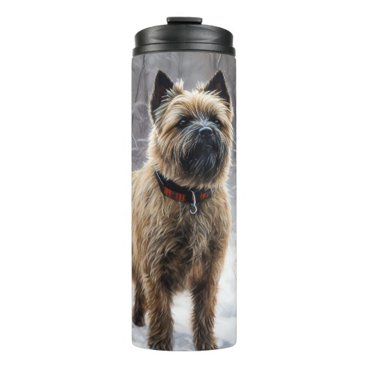 Cairn Terrier Laat het sneeuwen Kerstmis Thermosbeker (Voorkant)