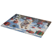 Cairn Terrier loopt in de sneeuw met kerst Pet Snijplank (Hoek)