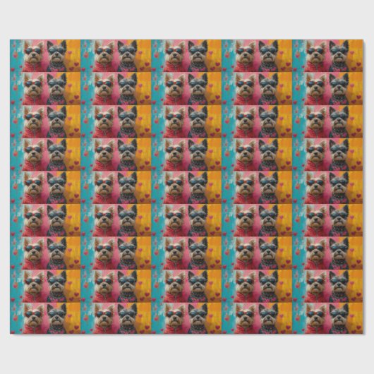 Cairn Terrier met hart Rozen Valentijnsdag Cadeaupapier (Vlak)