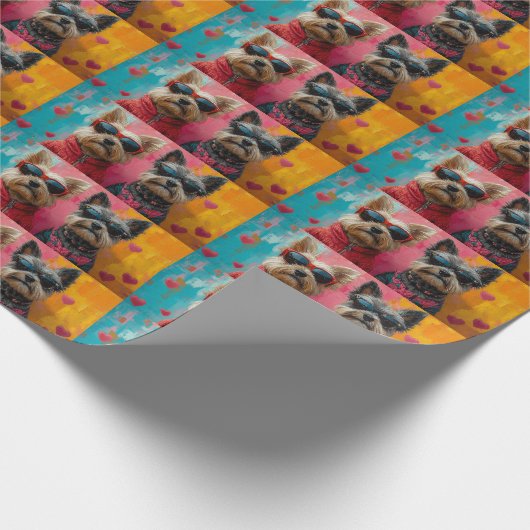 Cairn Terrier met hart Rozen Valentijnsdag Cadeaupapier (Hoek)