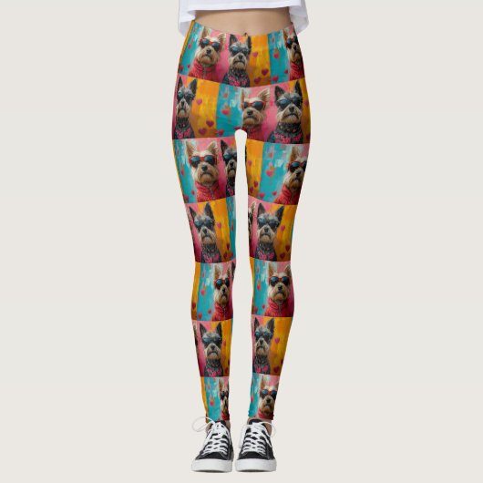 Cairn Terrier Met Hart Rozen Valentijnsdag Leggings (Voorkant)