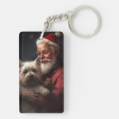 Cairn Terrier met Kerstman Feestelijke Kerstmis Sleutelhanger (achterkant)