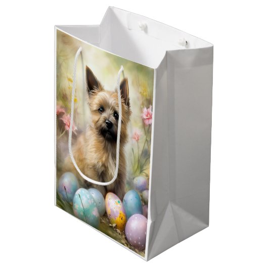Cairn Terrier met paaseieren Vakantie Medium Cadeauzakje (Voorkant Gekanteld)