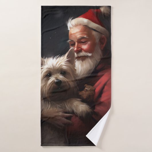 Cairn Terrier met Sinterklaas Feestelijke Kerstmis Bad Handdoek (Badhanddoek)