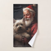 Cairn Terrier met Sinterklaas Feestelijke Kerstmis Bad Handdoek (Handdoek)