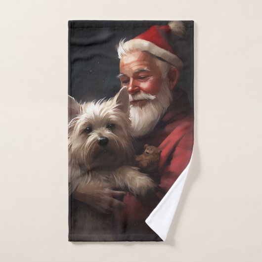 Cairn Terrier met Sinterklaas Feestelijke Kerstmis Bad Handdoek (Handdoek)