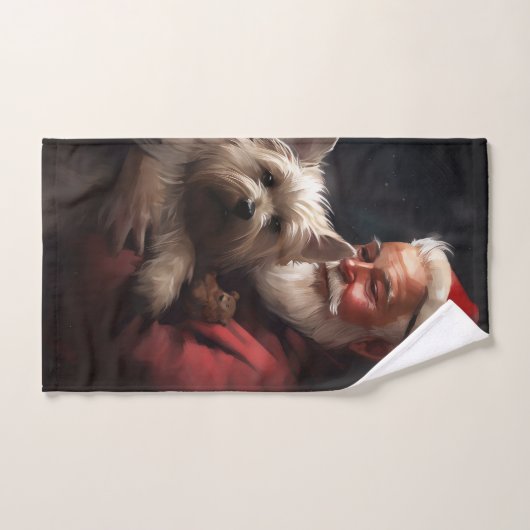 Cairn Terrier met Sinterklaas Feestelijke Kerstmis Bad Handdoek (Handdoek)