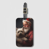 Cairn Terrier met Sinterklaas Feestelijke Kerstmis Bagagelabel (Voorkant (verticaal))