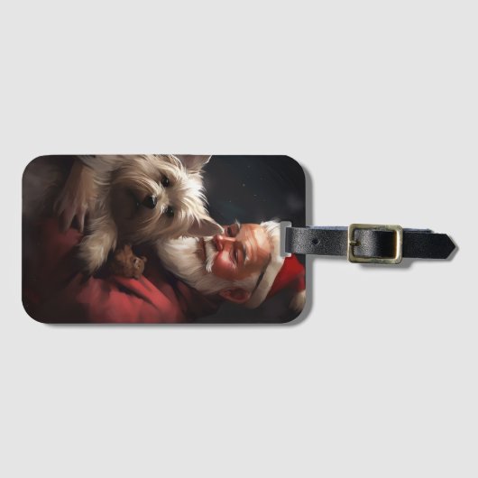 Cairn Terrier met Sinterklaas Feestelijke Kerstmis Bagagelabel (Voorkant (horizontaal))