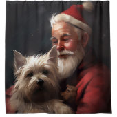 Cairn Terrier met Sinterklaas Feestelijke Kerstmis Douchegordijn (Voorkant)