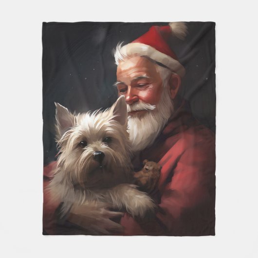 Cairn Terrier met Sinterklaas Feestelijke Kerstmis Fleece Deken (Voorkant)
