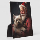 Cairn Terrier met Sinterklaas Feestelijke Kerstmis Fotoplaat (Zijkant)