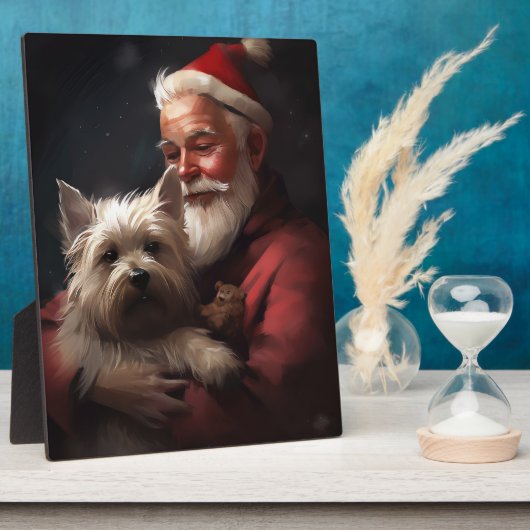 Cairn Terrier met Sinterklaas Feestelijke Kerstmis Fotoplaat (Zijkant)