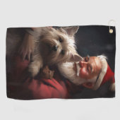 Cairn Terrier met Sinterklaas Feestelijke Kerstmis Golfhanddoek (Horizontaal)
