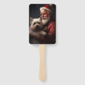 Cairn Terrier met Sinterklaas Feestelijke Kerstmis Handwaaier (Achterkant)