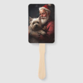 Cairn Terrier met Sinterklaas Feestelijke Kerstmis Handwaaier (Voorkant)