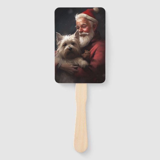 Cairn Terrier met Sinterklaas Feestelijke Kerstmis Handwaaier (Voorkant)