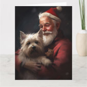 Cairn Terrier met Sinterklaas Feestelijke Kerstmis Kaart (Voorkant)