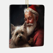 Cairn Terrier met Sinterklaas Feestelijke Kerstmis Keramisch Ornament (Rechts)